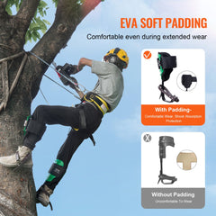 Bostome tree climbing spikes with green alloy steel construction and comfortable EVA padding.