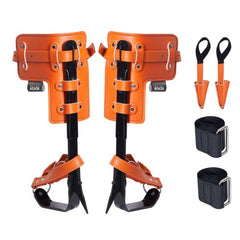 Bostome tree climbing spikes in orange with alloy steel construction and sharp forged steel spikes.