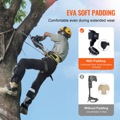 Bostome aluminum tree climbing spikes with cobra buckle and EVA padding for comfort and stability.