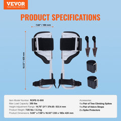 Bostome aluminum tree climbing spikes with Cobra buckle and EVA padding for comfort and stability.