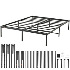 Bostome Queen metal platform bed frame with 14-inch clearance and sturdy support legs.