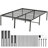 Bostome 18" full metal bed frame with heavy-duty steel slats and nine reinforced legs.