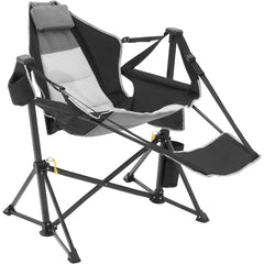 Bostome Rocking Camping Hammock Chair with adjustable backrest and detachable footrest.