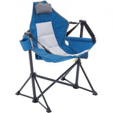Portable rocking camping hammock chair with breathable mesh and adjustable backrest.