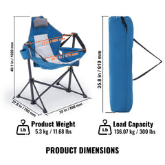 Bostome rocking camping hammock chair with breathable mesh, high backrest, and side pocket.