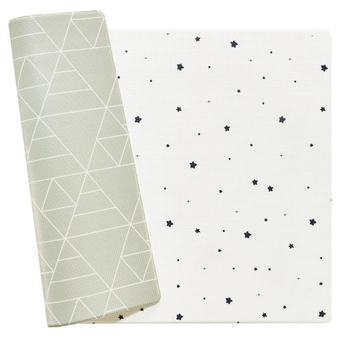 Reversible 55"x79" baby play mat with anti-slip textures and waterproof design for safe play.