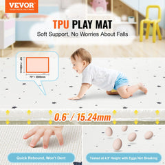 Reversible 55"x79" baby play mat with anti-slip textures and waterproof design for safe play.
