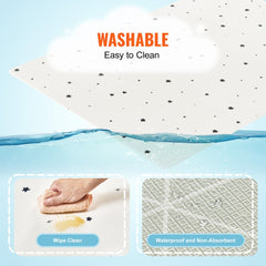 Reversible 55"x79" baby play mat with anti-slip textures and waterproof design.