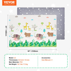 Bostome 55"x82" baby play mat with soft PVC, dual-sided patterns, and anti-slip texture.
