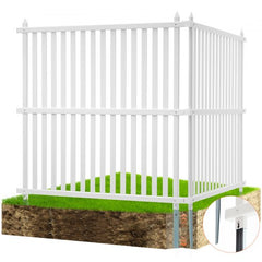 White stripe vinyl privacy fence panel measuring 48"x48" for outdoor use.