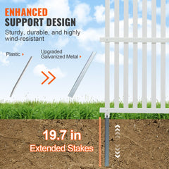 White stripe vinyl privacy fence panels measuring 48"x48" for outdoor use.