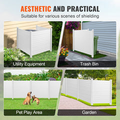 White vinyl privacy screen fence with three panels for outdoor use in various settings.