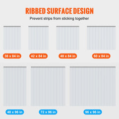 Clear smooth PVC strip door curtain measuring 96"x96" for freezers and warehouses.