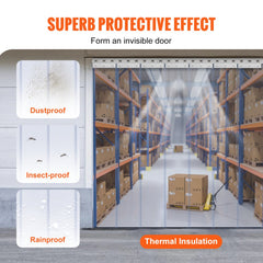 Clear PVC strip curtain kit with 7 strips, 84 inches high by 42 inches wide, 0.08 inches thick.