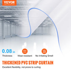 Clear PVC strip door curtain, 72"x96", designed for freezers and warehouses with durable strips.