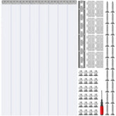 Clear PVC strip door curtain, 48"x96", with durable, transparent strips for freezers and coolers.