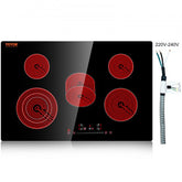 30-inch built-in electric radiant cooktop with five burners and sensor touch controls.