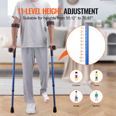 Bostome aluminum forearm crutches with adjustable height and soft PVC grips for comfort.