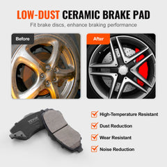 Bostome drilled slotted brake rotors and pads kit for 2007-2017 Jeep Wrangler, showing before-and-after wheels and pad features.