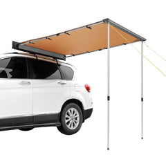 Bostome Car Side Awning in gray, featuring UV50+ waterproof fabric and aluminum poles.