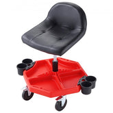 Bostome Mechanics Rolling Work Stool with adjustable height, swivel seat, and tool storage tray.