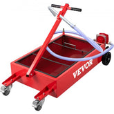 Bostome 18-gallon low profile oil drain pan with hand pump and heavy-duty casters.