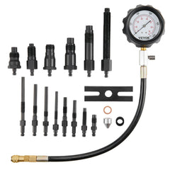 Bostome Diesel Engine Compression Tester Kit with 18 pieces and 0-1000 PSI gauge for diagnostics.
