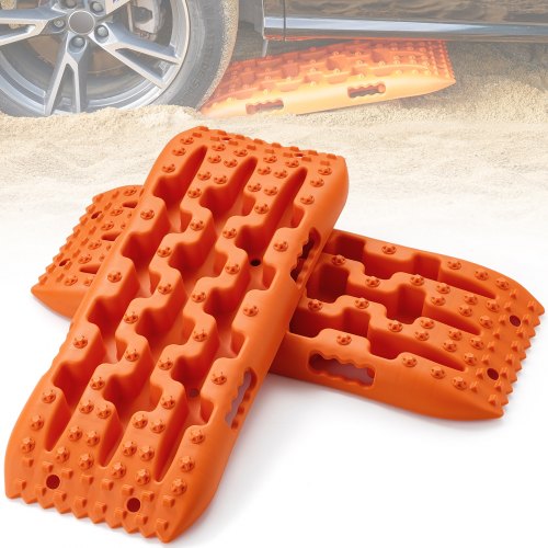 Bostome 2PCS traction boards in orange, designed for mud, snow, and sand recovery.