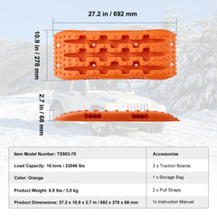 Bostome 2PCS traction boards in orange, designed for mud, snow, and sand recovery.