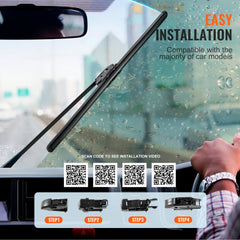 Bostome 19" rubber wiper blades with aluminum connector for easy installation and durability.