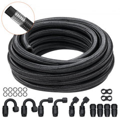 Bostome 6AN fuel line kit with 20ft nylon stainless steel braided hose and fittings.