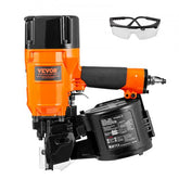Bostome CN83N 15-degree coil siding nailer with safety glasses.