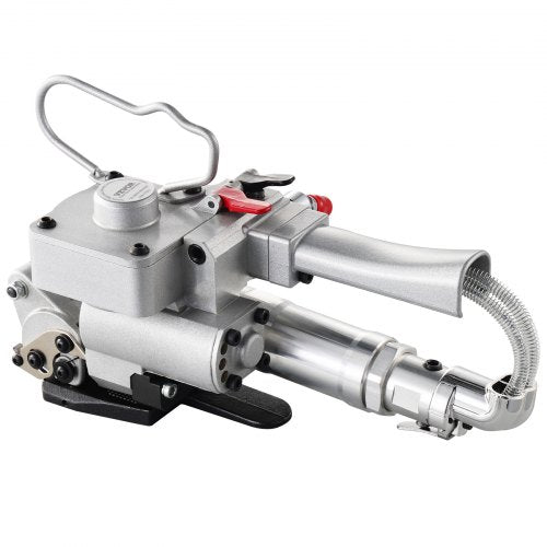 Handheld Bostome pneumatic strapping tool for 3/4"-1" PET bands with lightweight aluminum body.