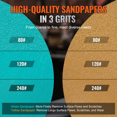 Mini pneumatic air sander with ergonomic grip and multiple sanding pads for precise finishing.