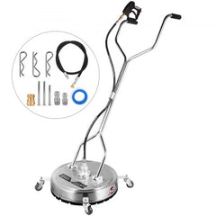 Bostome 18" flat surface cleaner with stainless steel housing and four swivel casters.