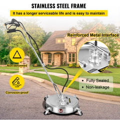 24-inch stainless steel surface cleaner with dual nozzles for efficient pressure washing.
