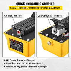 Bostome Air Hydraulic Foot Pump with a 0.6-gallon reservoir and foot-actuated pedal control.