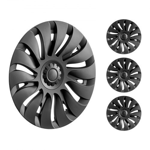 Bostome 19" wheel rim cover hubcap for Tesla Model Y in sleek black with multi-spoke design.