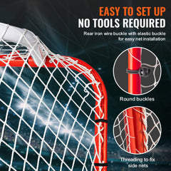 72-inch steel hockey goal with backstop and targets for outdoor training.