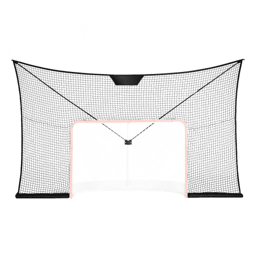 Bostome 12x7FT hockey goal backstop net with sturdy frame and wear-resistant netting.