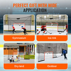 Bostome 12x7FT hockey goal backstop net with sturdy frame and wear-resistant netting.
