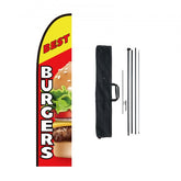 Bostome Burger Advertising Feather Flag Kit with a 16.3 FT swooper pole and double-sided flag.