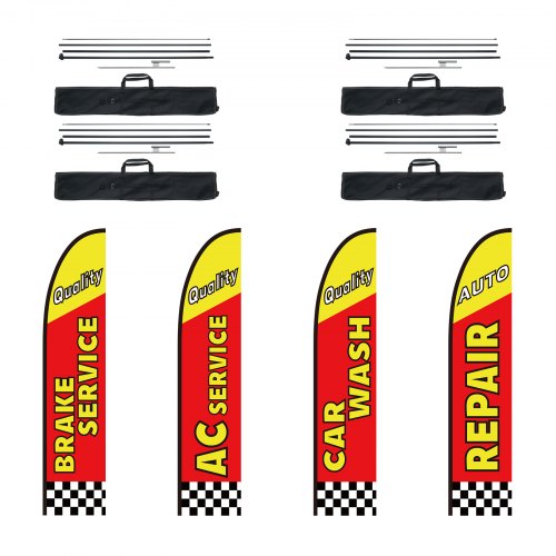Bostome Auto Repair Feather Flag Kit featuring 16.3 FT flags and sturdy poles for outdoor use.