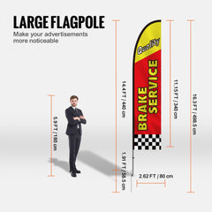 Bostome Auto Repair Feather Flag Kit with 16.3 FT height, poles, and vibrant double-sided flags.