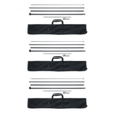 Three 16.3 ft feather flag pole kits with ground stakes and carry bags.