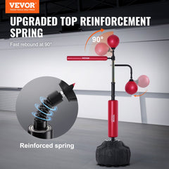 Red Bostome Reflex Boxing Bag with adjustable height and stable suction cup base.