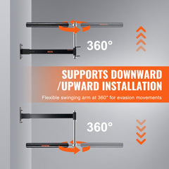 Black adjustable wall-mounted boxing spinning bar with 360-degree flexible arm for reflex training.