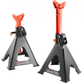 Pair of red Bostome 6-ton jack stands with adjustable height from 14.2 to 23 inches.