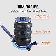 Bostome 5 Ton Triple Bag Air Jack with adjustable height and reinforced airbags for stability.