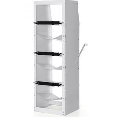 Three-tank refrigerant cylinder rack with adjustable shelves for 30-50lb bottles.